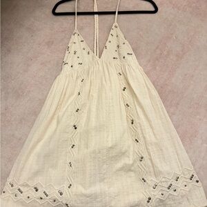 Cream Halter Dress with Embellishments